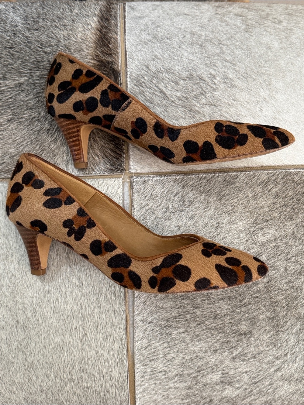 Sézane Leopard Print Low Heel Pumps - Brown/Black